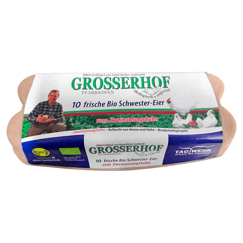 Grosserhof frische Bio Schwester-Eier 10 Stück